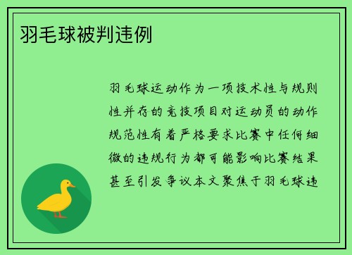羽毛球被判违例